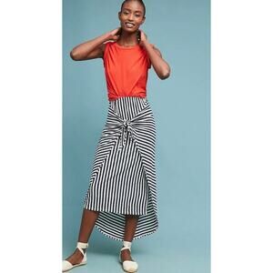 Splendid x Margerita Missoni Isola Wrap Navy & White Striped Midi Linen Skirt S